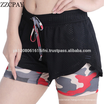 Double panel fabric for women crossfit short exercise gym yoga sports wear